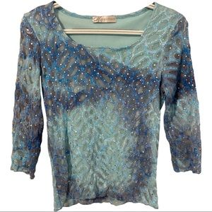 2000s Sparkly Blue Top